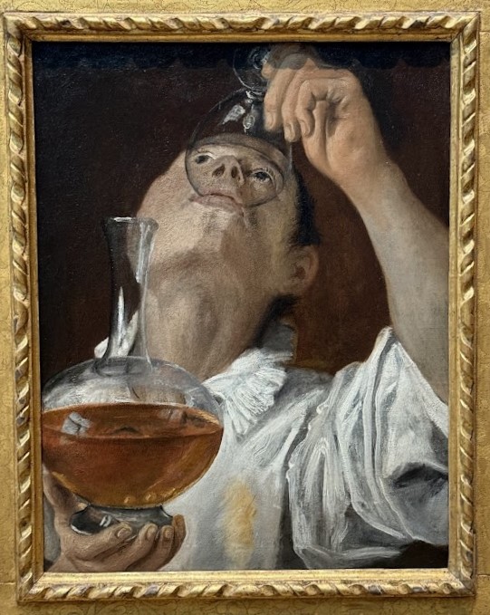 "Boy Drinking"(1582-83) by Annibale Carracci is a fantastic piece at the Cleveland Museum of Art. This genre scene is an early work by Carracci and is particularly notable for its naturalism, notice the way that the glass distorts the images. Also extremely interesting is the way Carracci's painting technique matches the subject matter. Meaning the matte, earthy colors and thick, rugged brushstrokes enhance the fact that the boy is an average citizen, (over) indulging and not a wealthy aristocrat. The Carraccis' (Annibale, Agostino and Ludovico) influence on Baroque art can't be overstated and we will be exploring more of their work in the coming months.