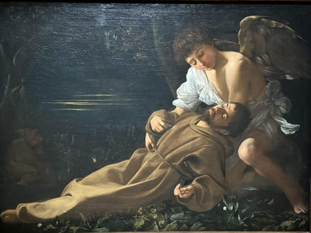 St Francis of Assisi in Ecstasy (1596) by Caravaggio. Wadsworth Atheneum